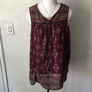 Knox rose burgundy multi-print top